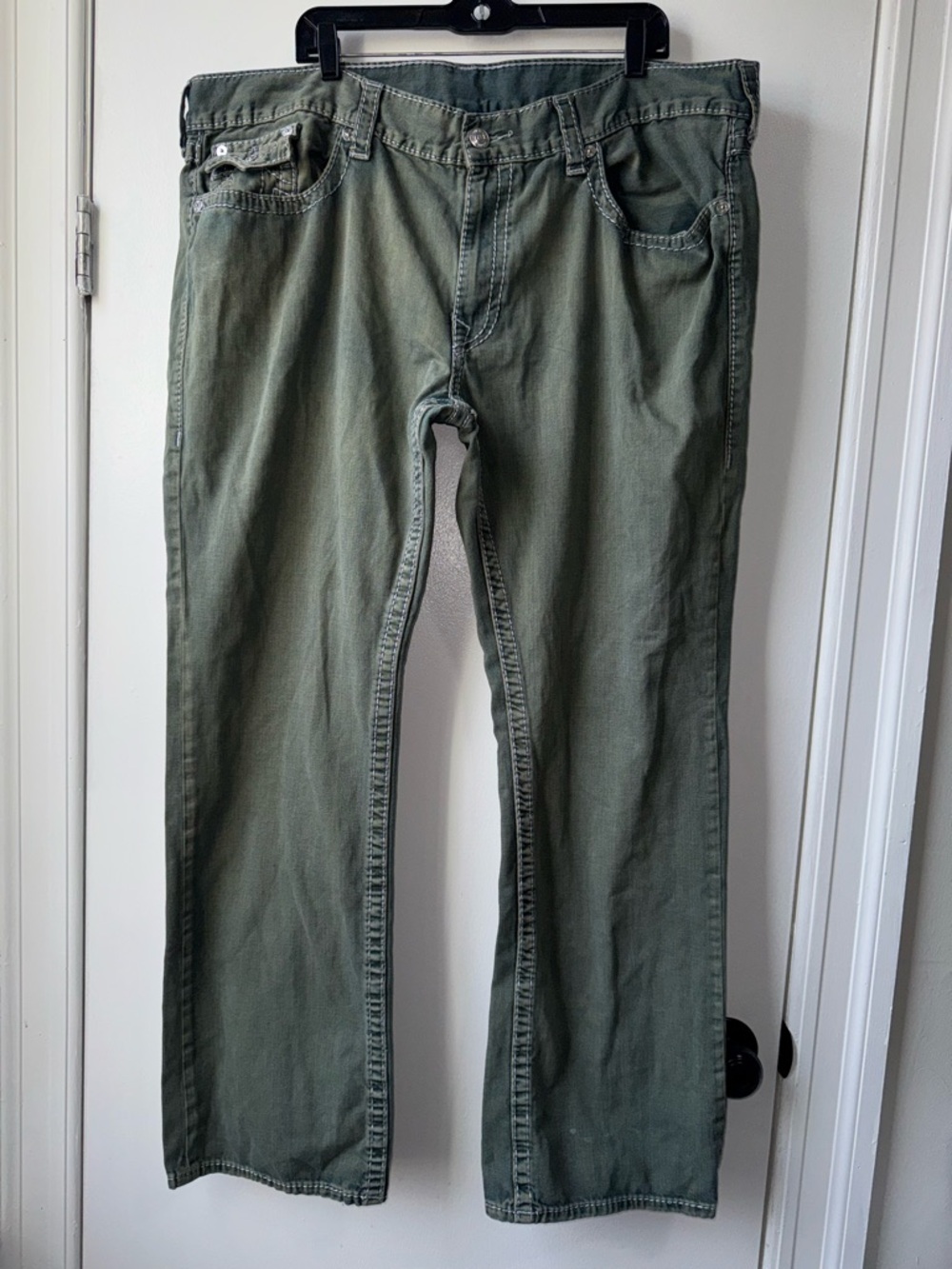 True Religion Men's Olive Straight Jeans